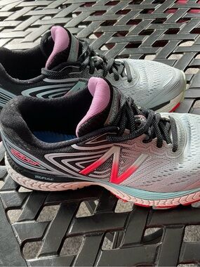 New Balance Women’s Gray with Pink & Aqua Running Sneakers